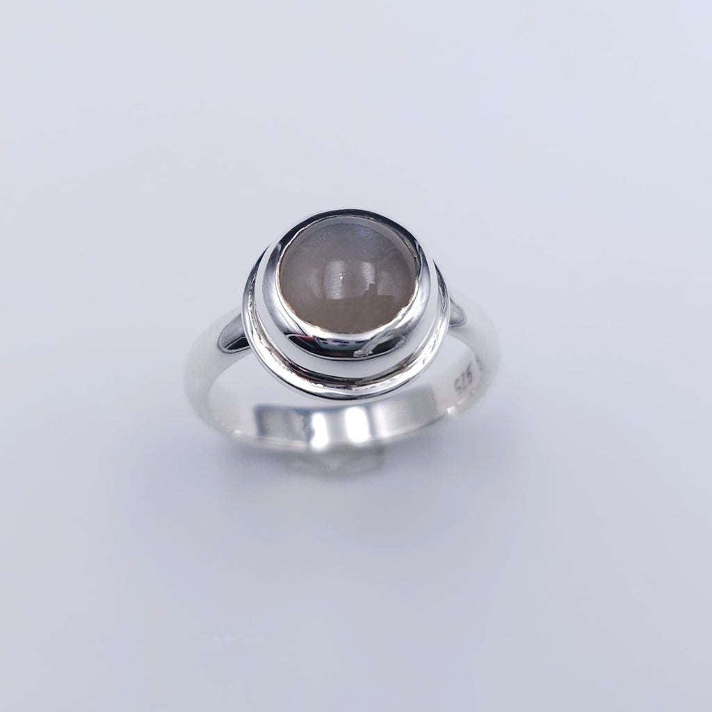 Gray moonstone sterling silver ring