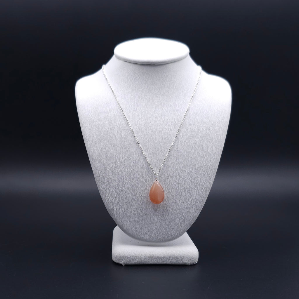 Peach moonstone sterling silver necklace