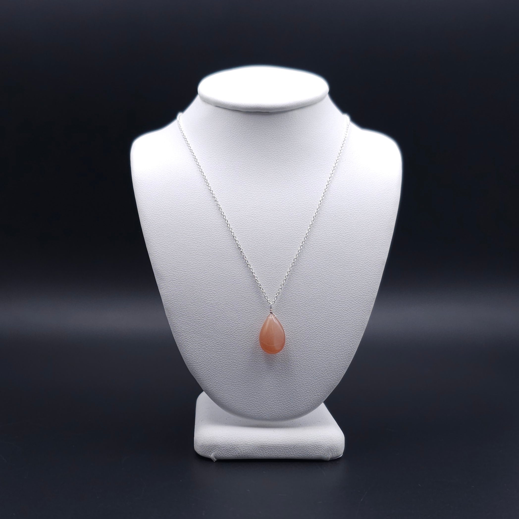 Peach moonstone sterling silver necklace