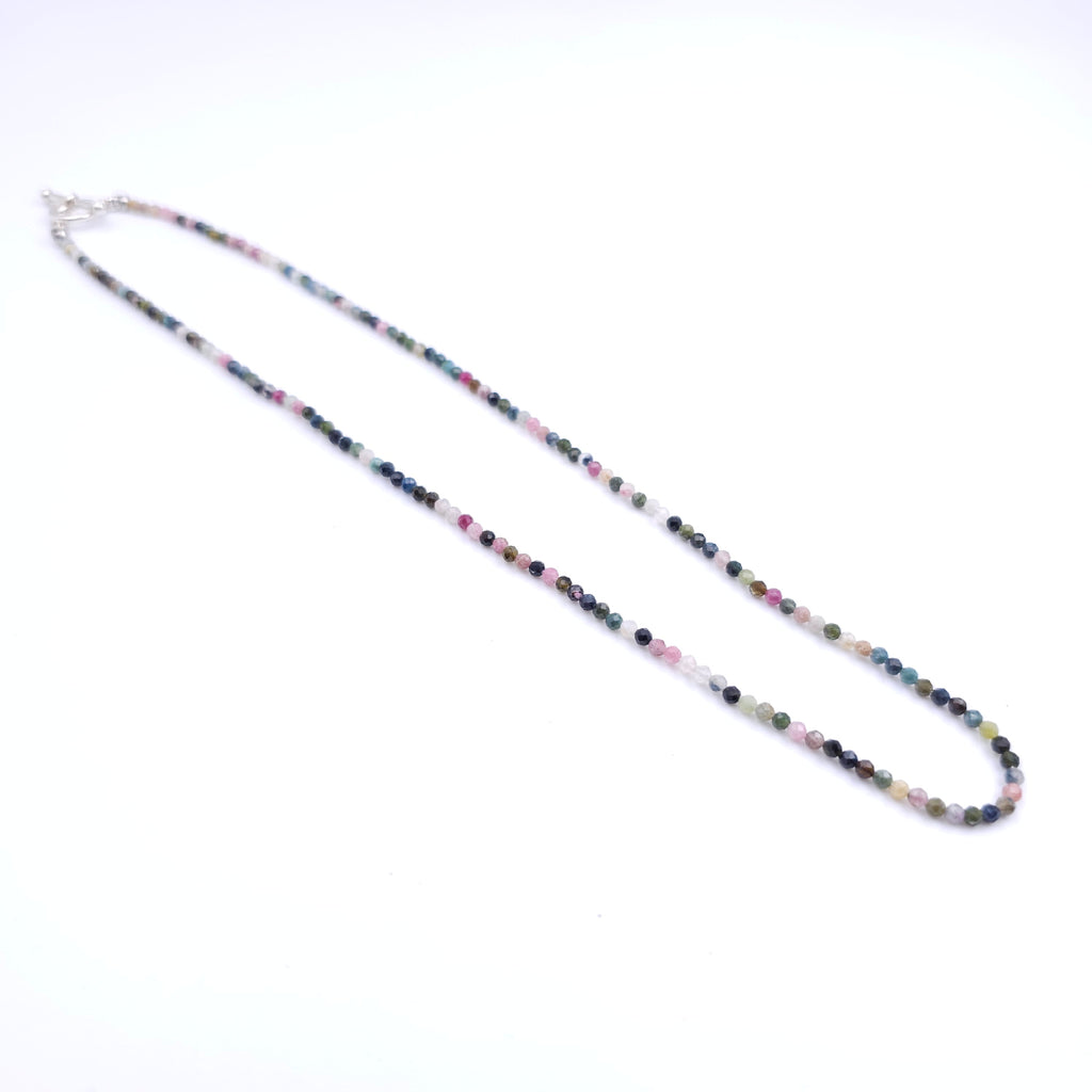 Faceted tourmaline multi-color beaded necklace
