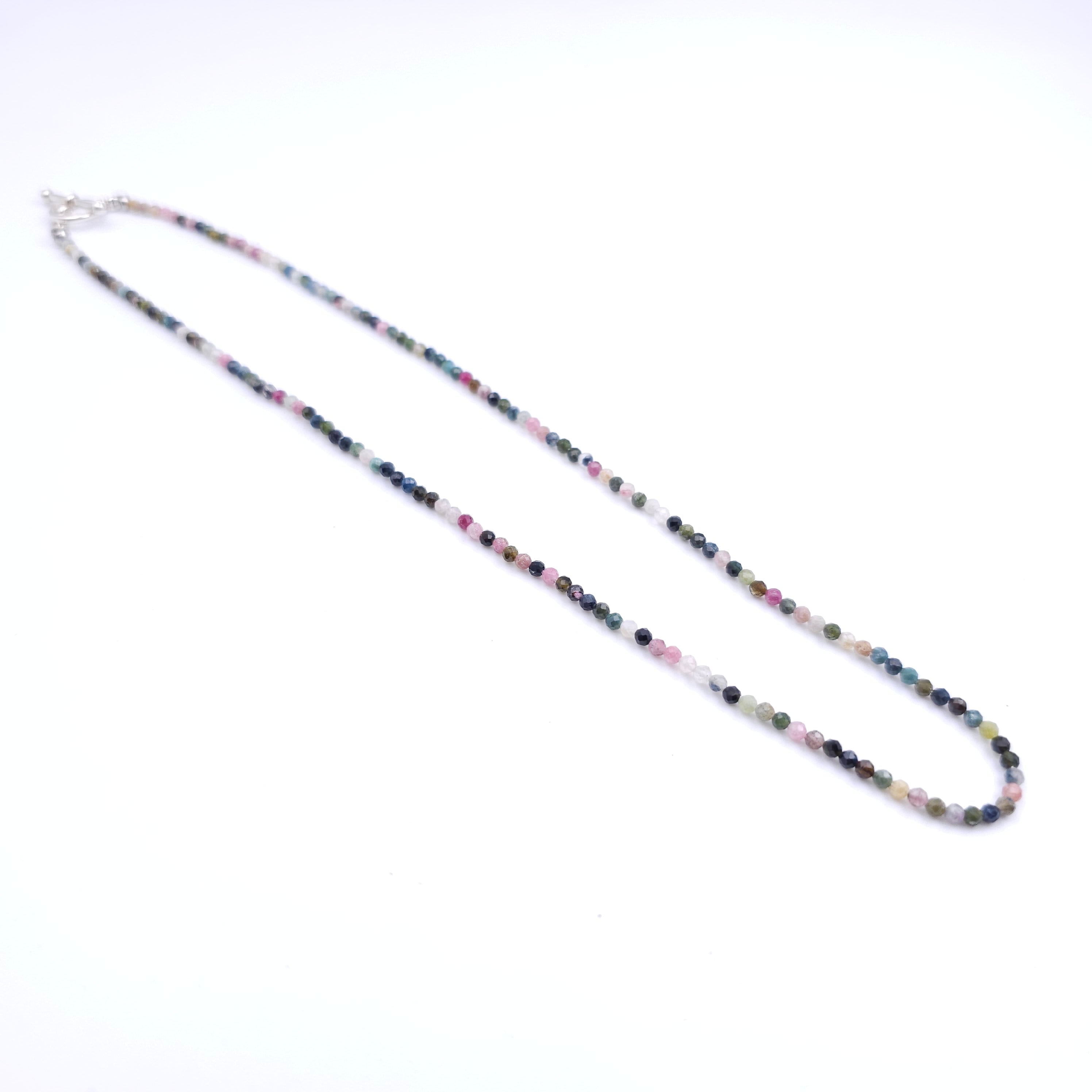Faceted tourmaline multi-color beaded necklace