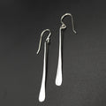 Long hammered sterling silver earrings