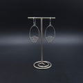 Sterling silver oval dangle earrings with Japanese wave pattern