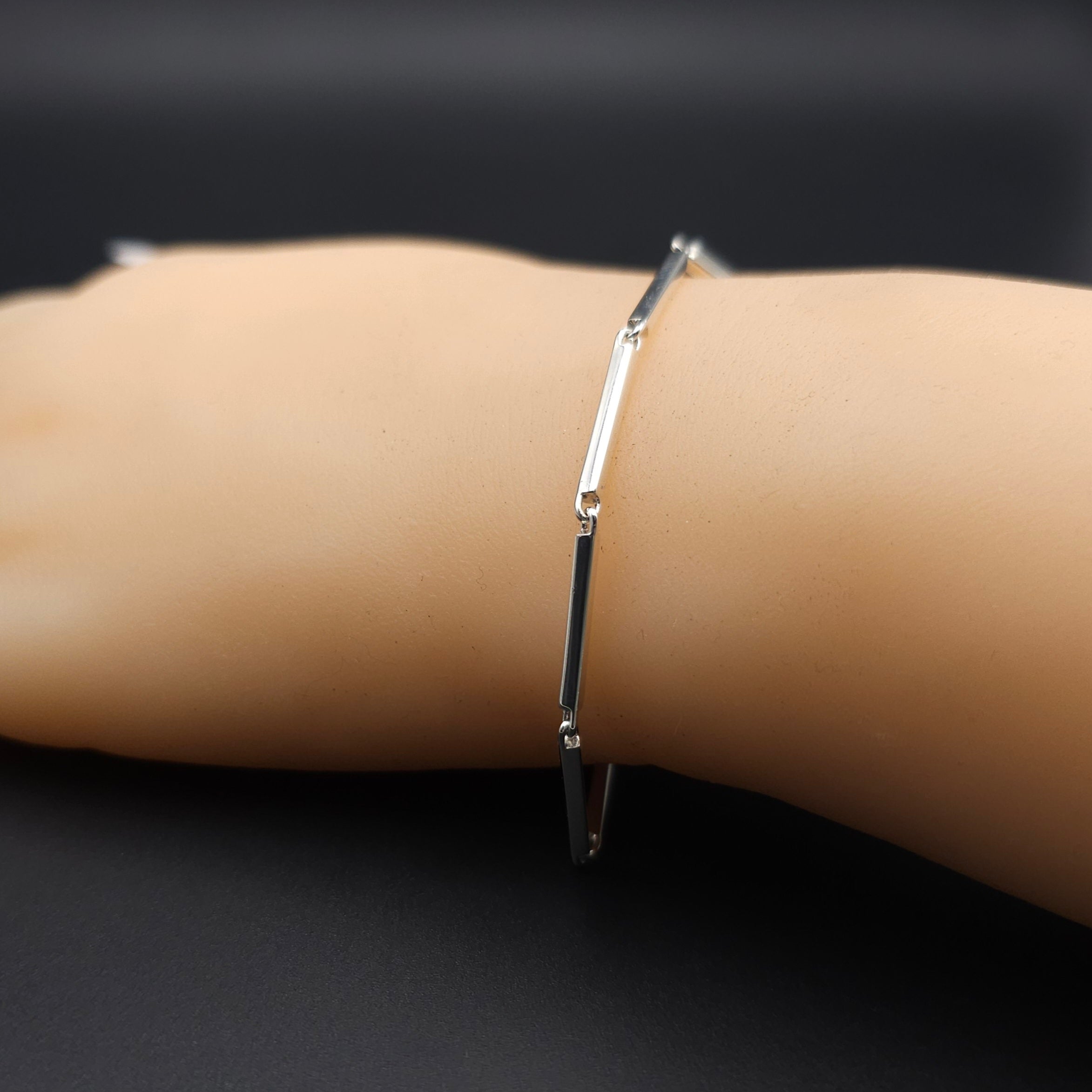 Sterling silver bar link bracelet
