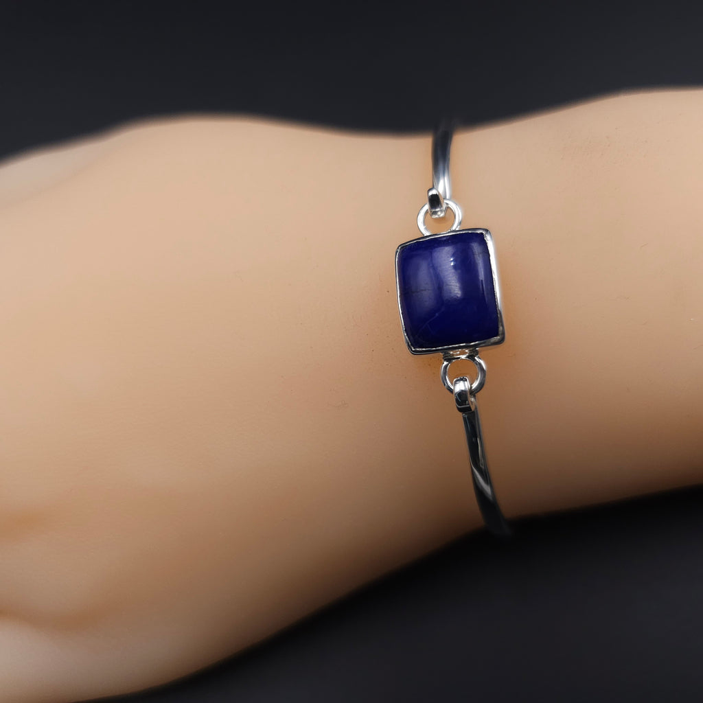 Lapis lazuli hook on style sterling silver bracelet