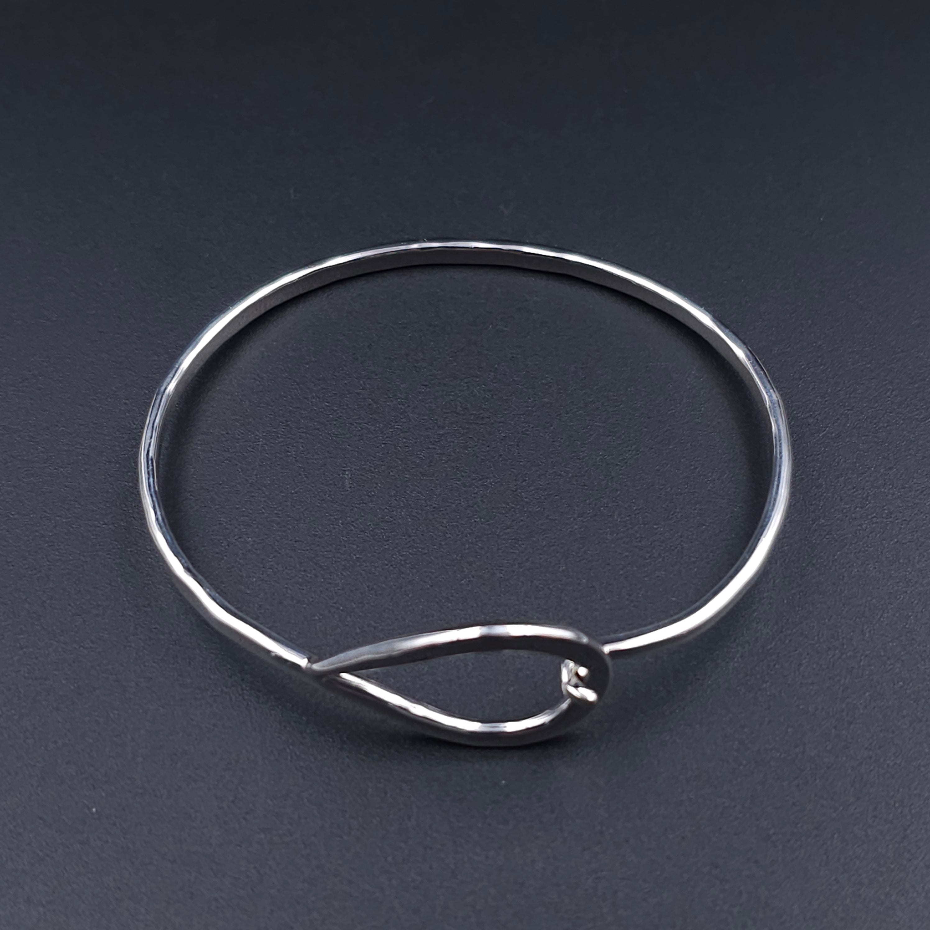 Sterling silver teardrop hook on bracelet