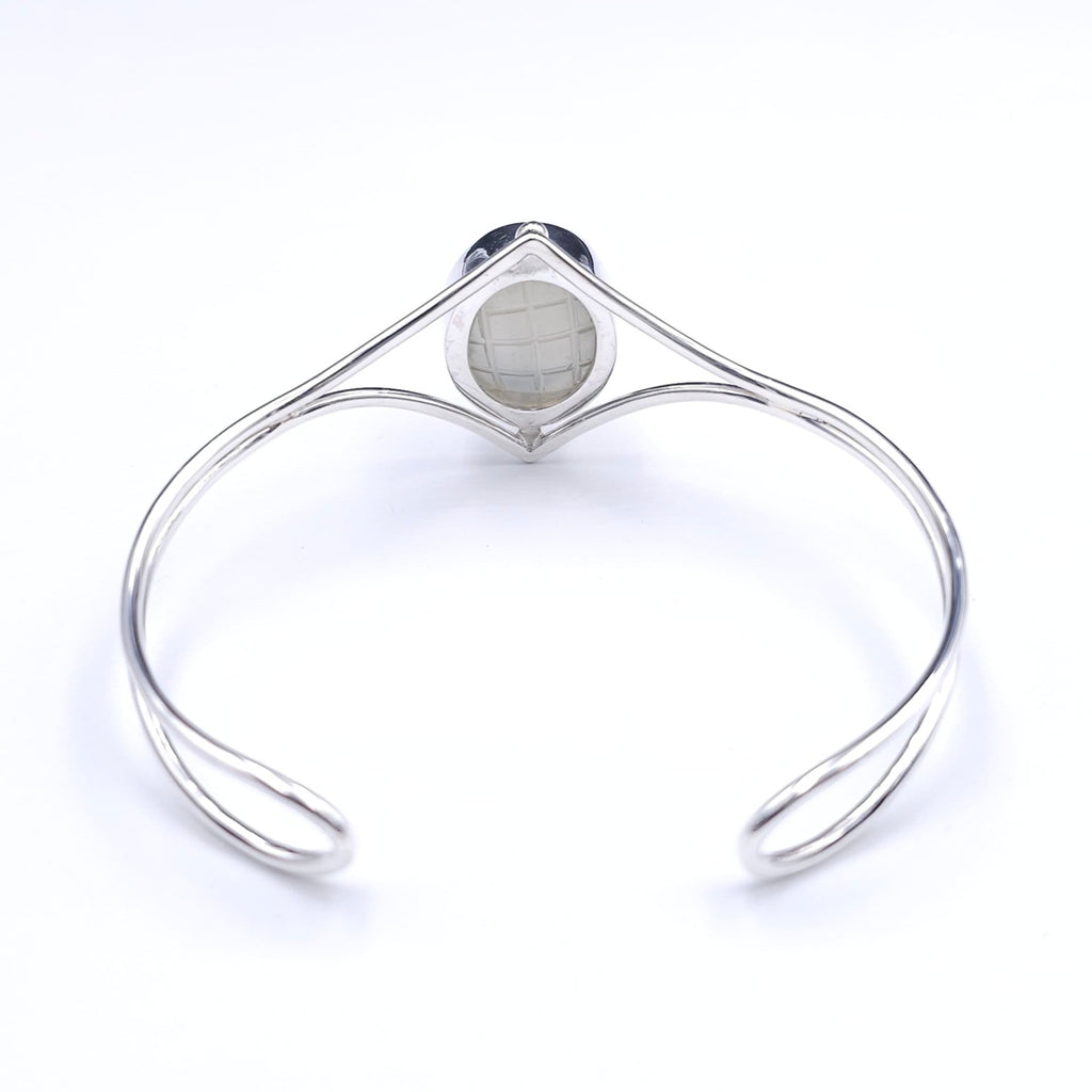 Carved moonstone sterling silver cuff bracelet