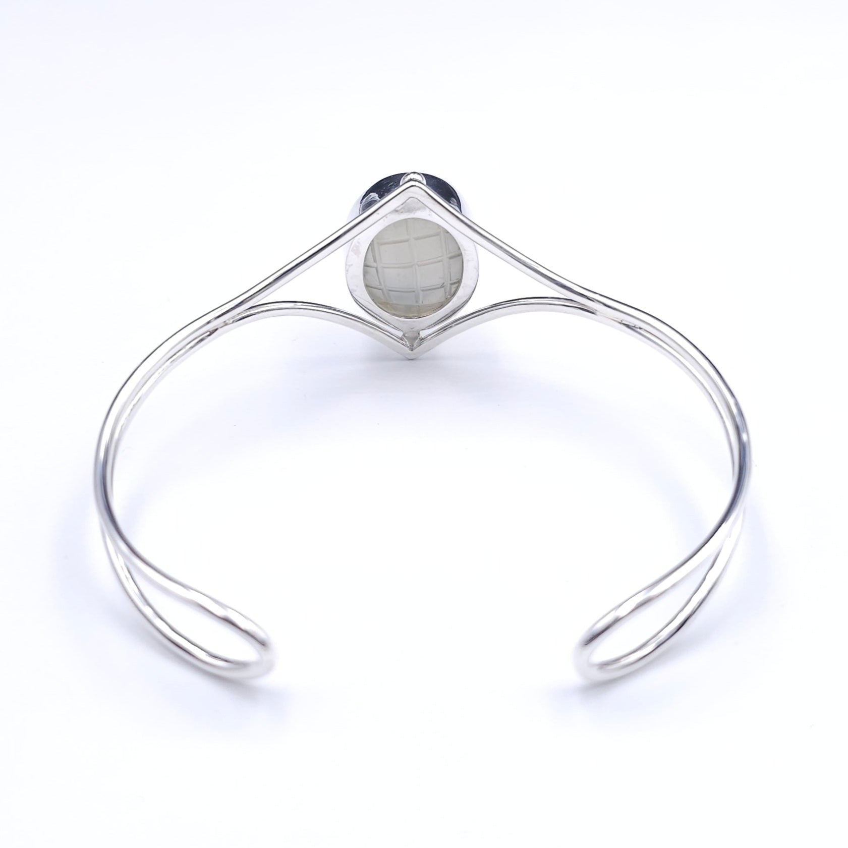 Carved moonstone sterling silver cuff bracelet