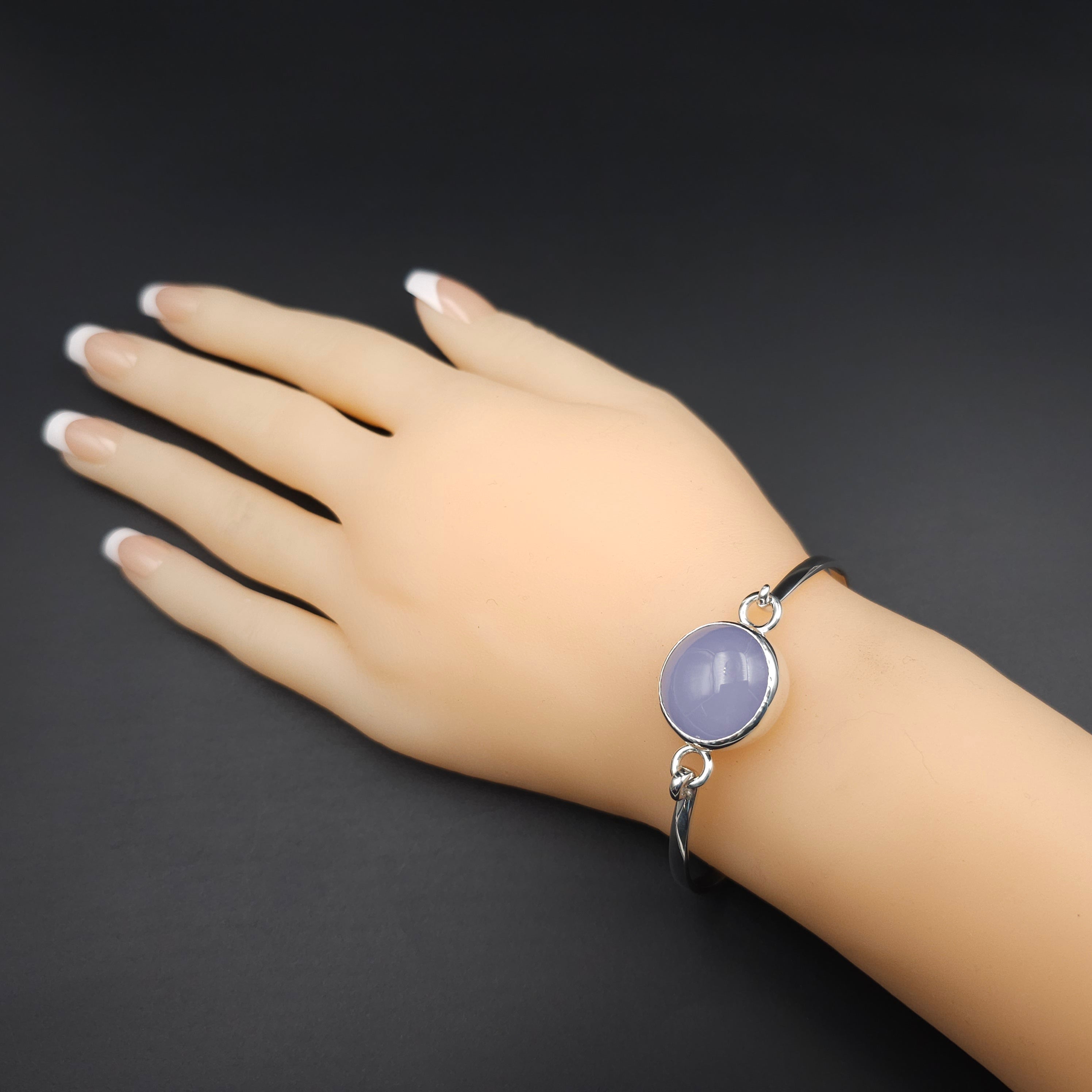 Chalcedony sterling silver hook on bracelet