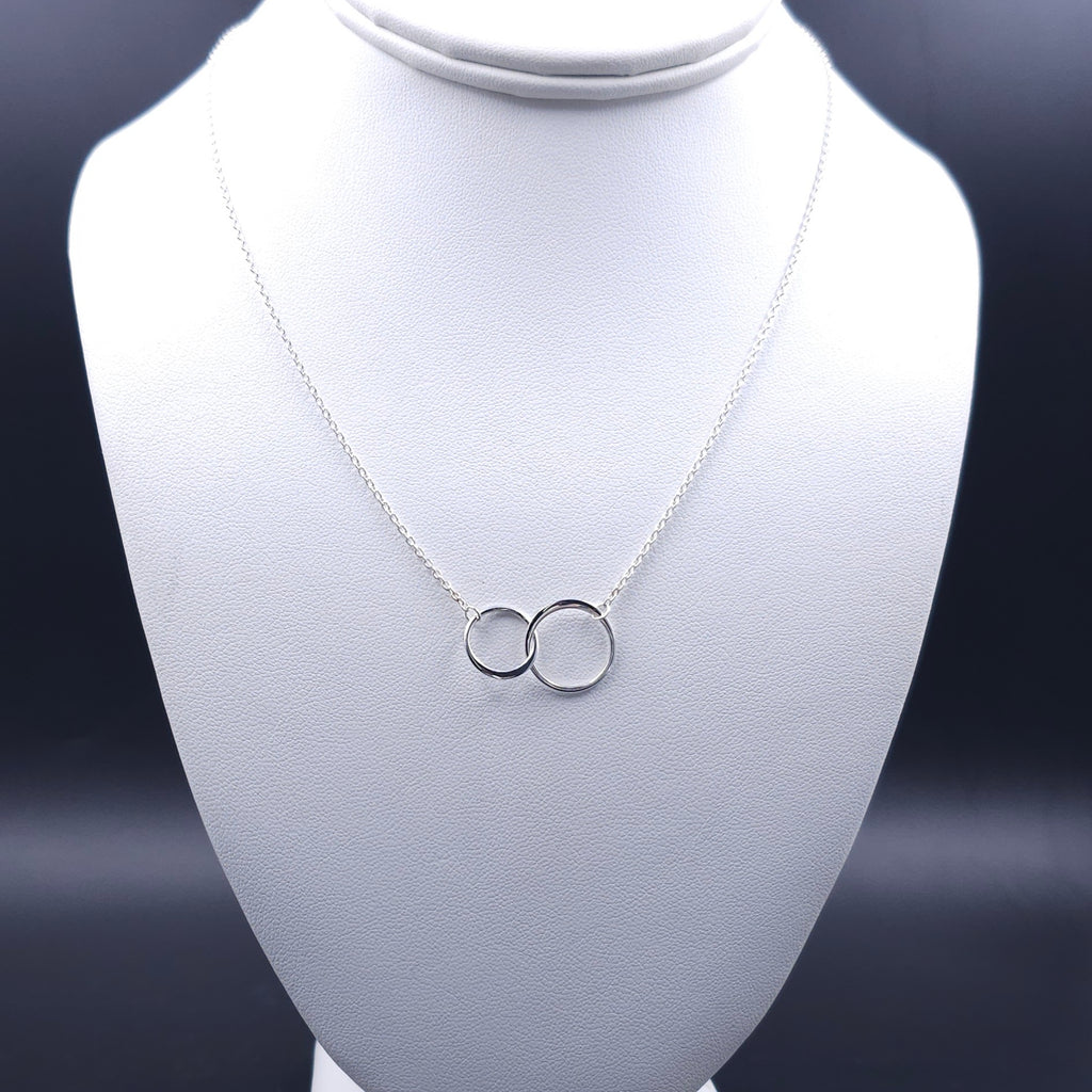 Double circle silver necklace