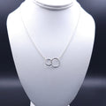 Double circle sterling silver necklace