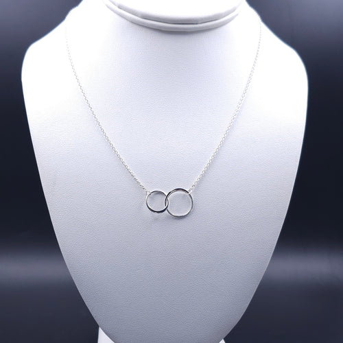 Double circle sterling silver necklace