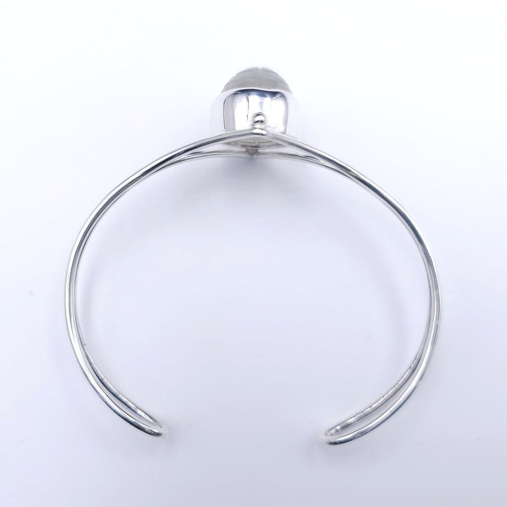 Carved moonstone sterling silver cuff bracelet