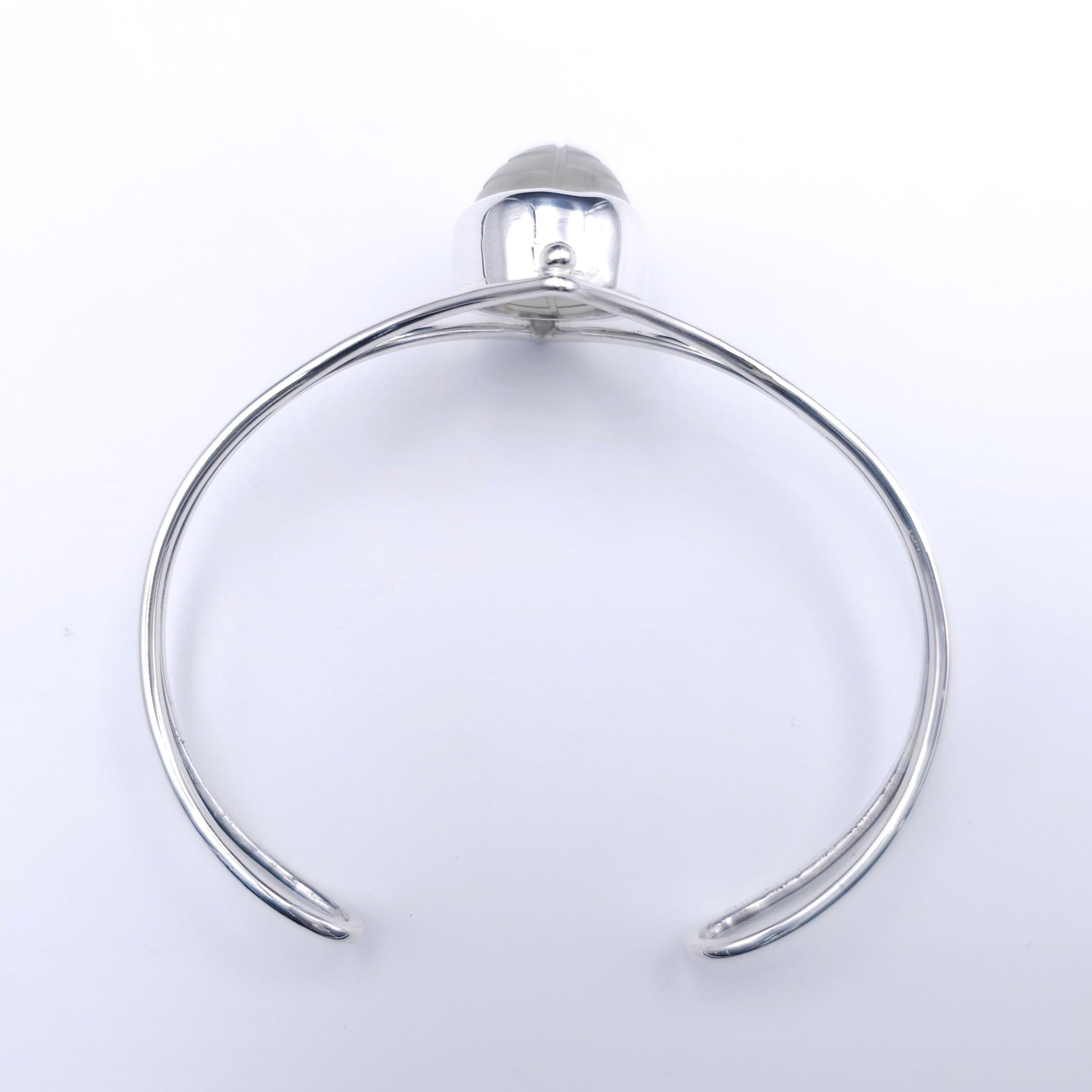 Carved moonstone sterling silver cuff bracelet