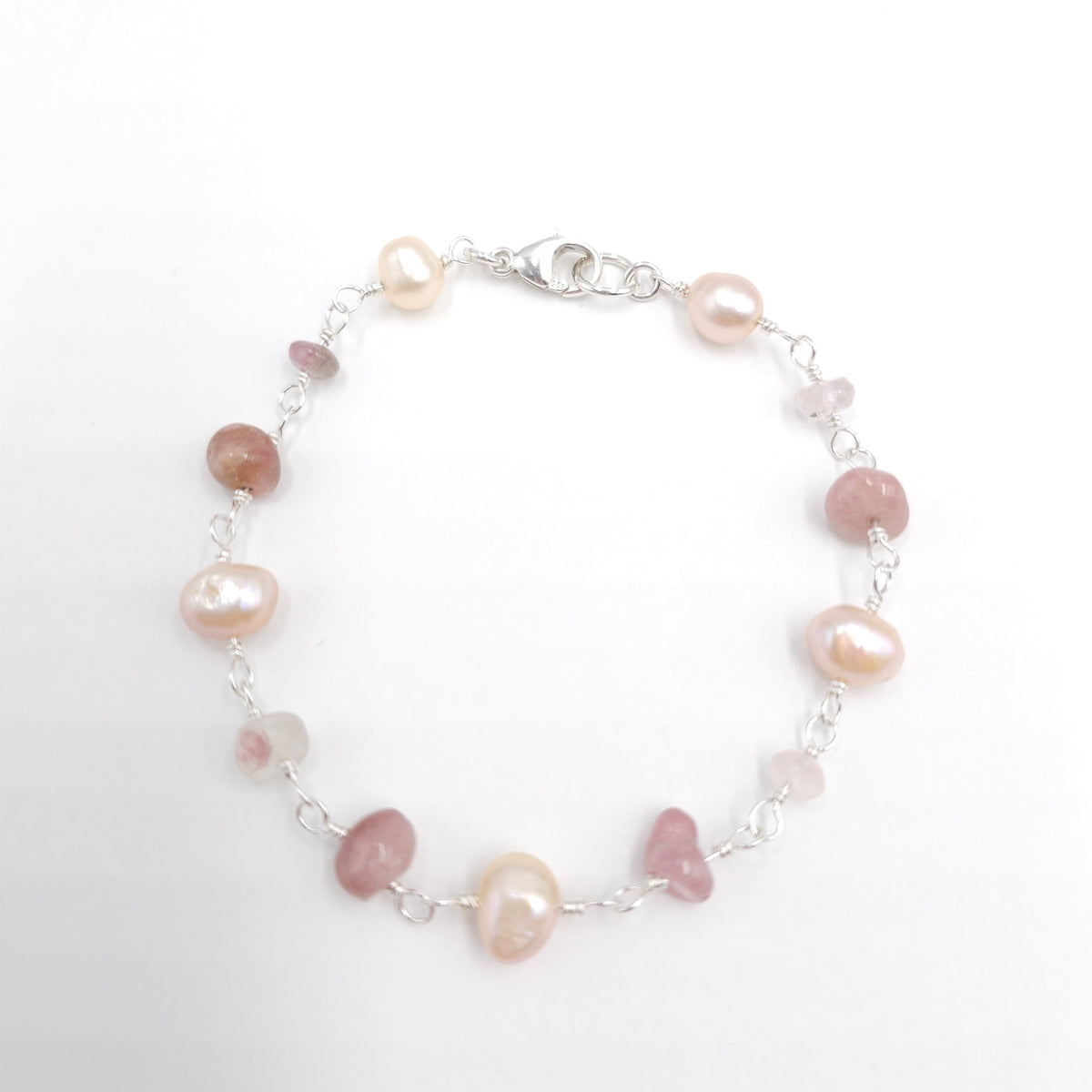 Tourmaline and fresh water pearl bracelet