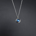 Round labradorite bezel set sterling silver necklace