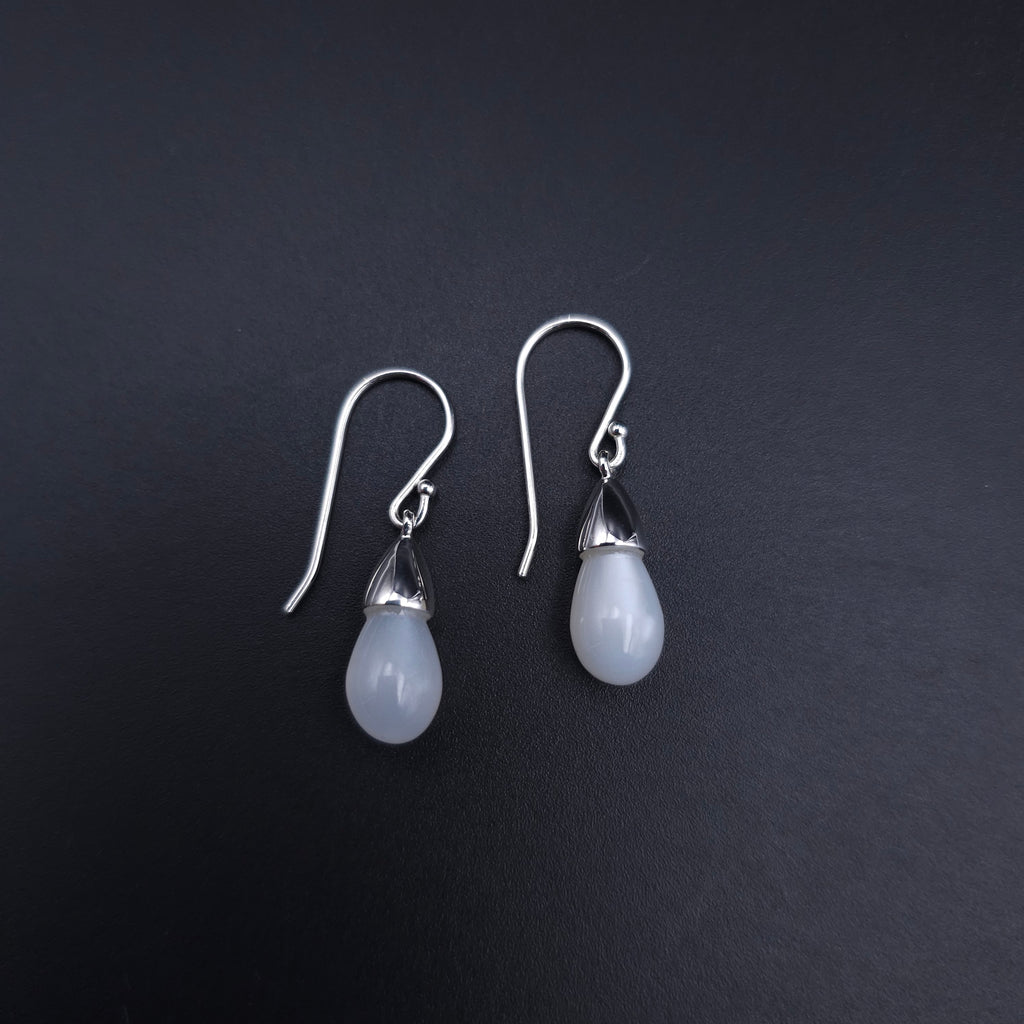 Teardrop moonstone sterling silver earrings
