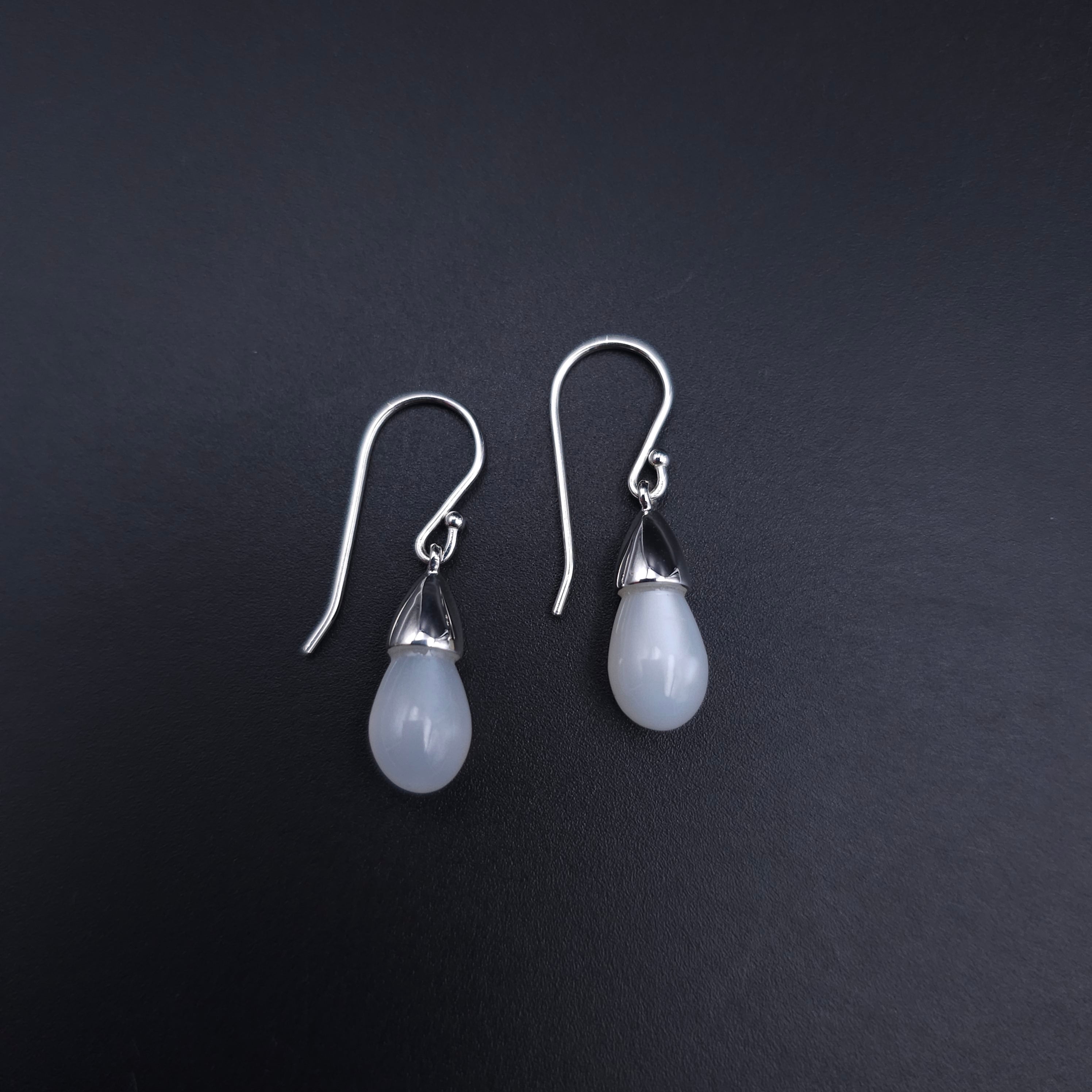 Teardrop moonstone sterling silver earrings