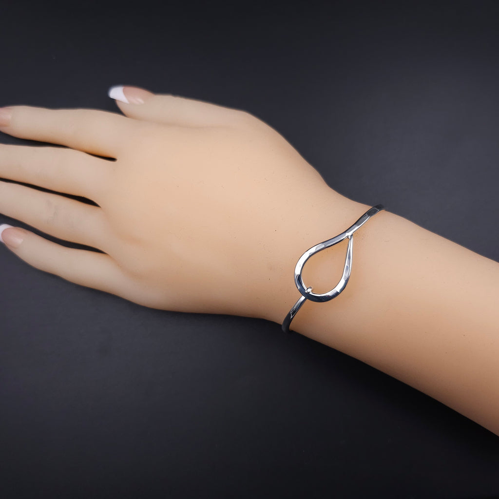 Sterling silver teardrop hook on bracelet