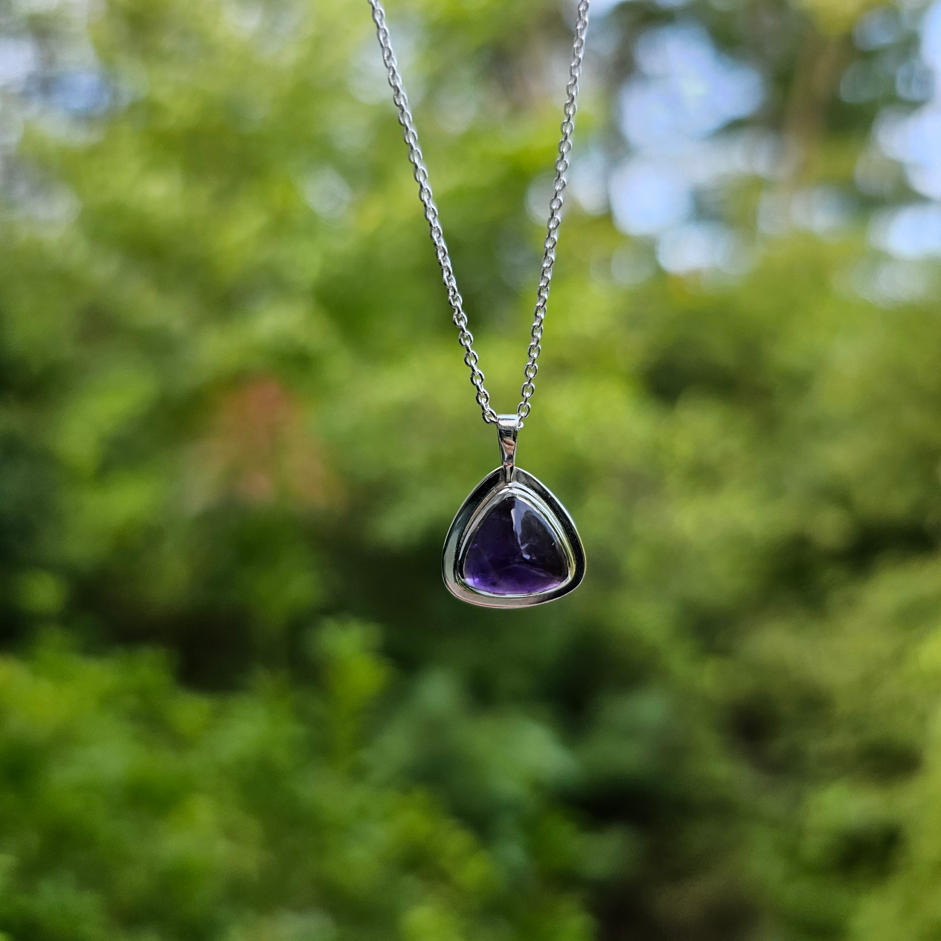 Triangle bezel set amethyst necklace