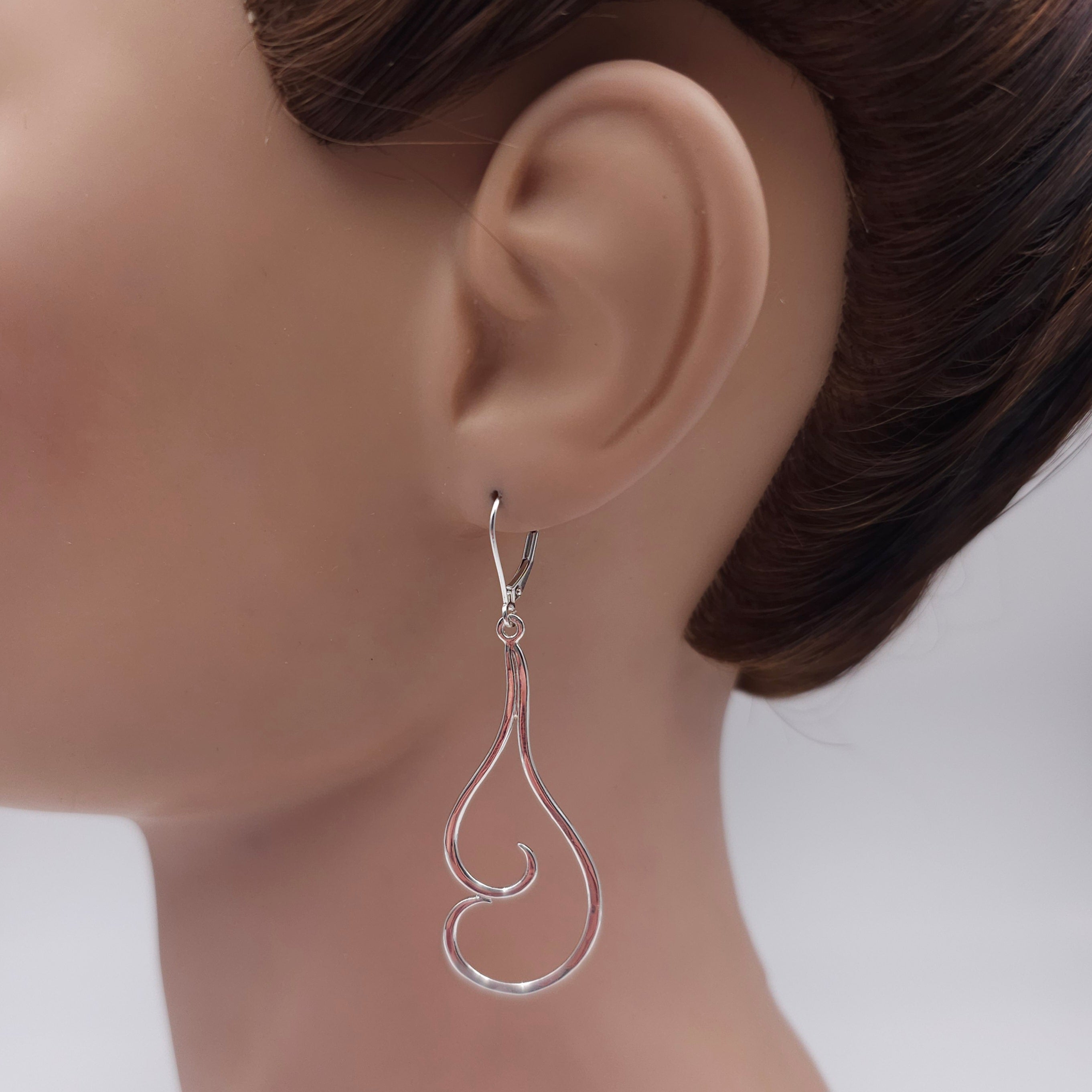 Double swirl sterling silver earrings