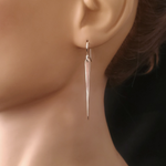 Hammered icicle silver dangle earrings