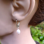 Fresh water pearl lever back sterling dangle earrings