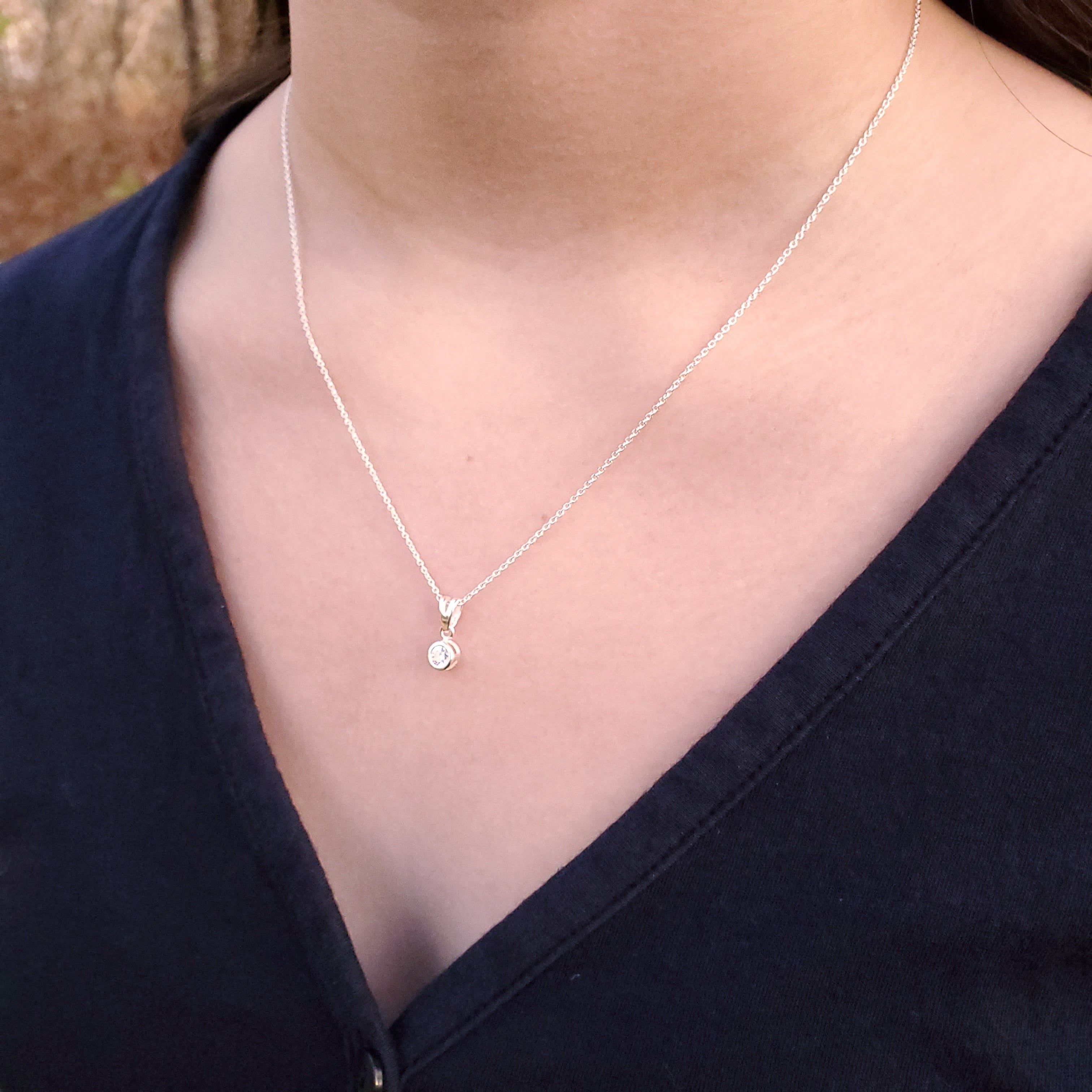 Cubic zirconia round silver necklace