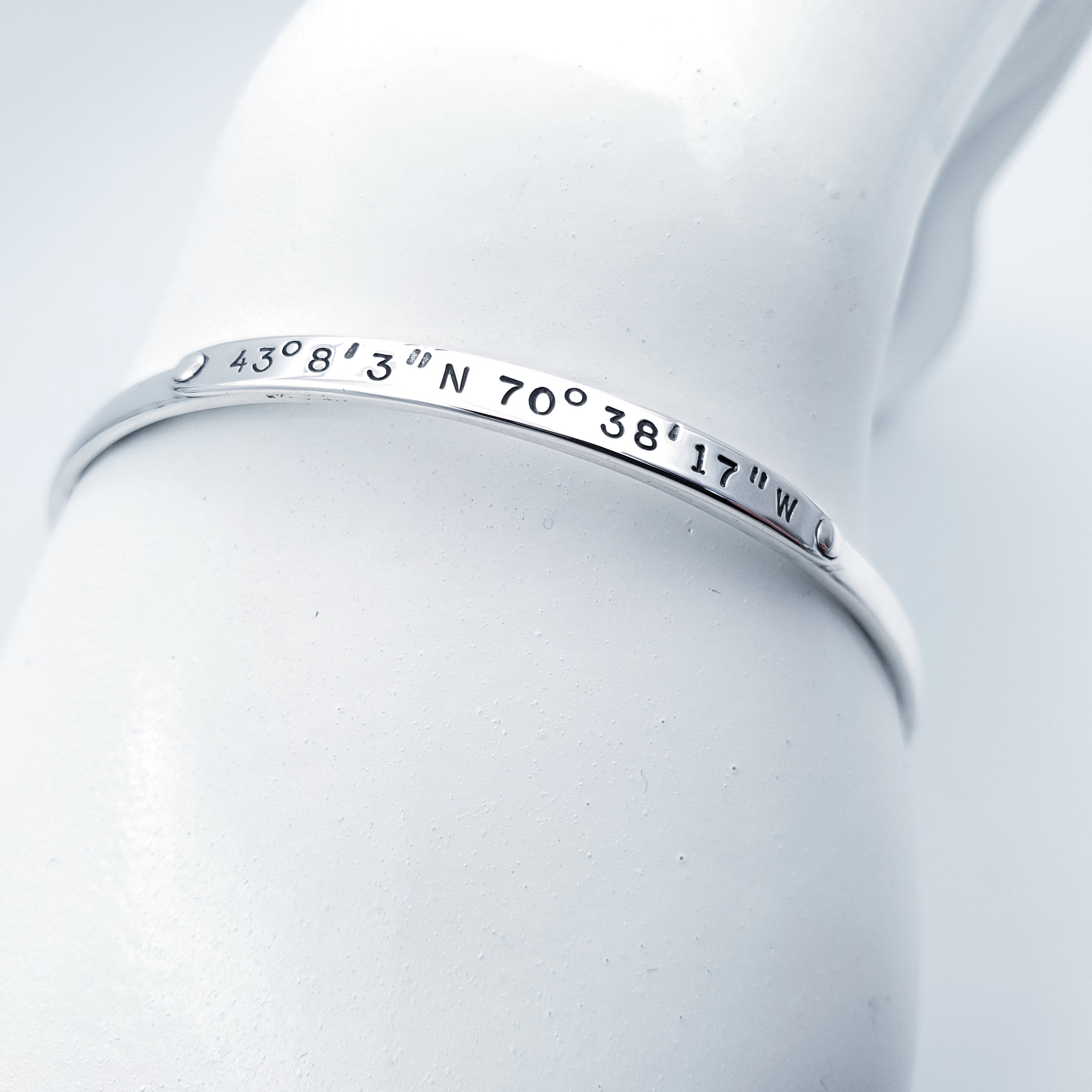 Coordinates sterling silver bangle bracelet