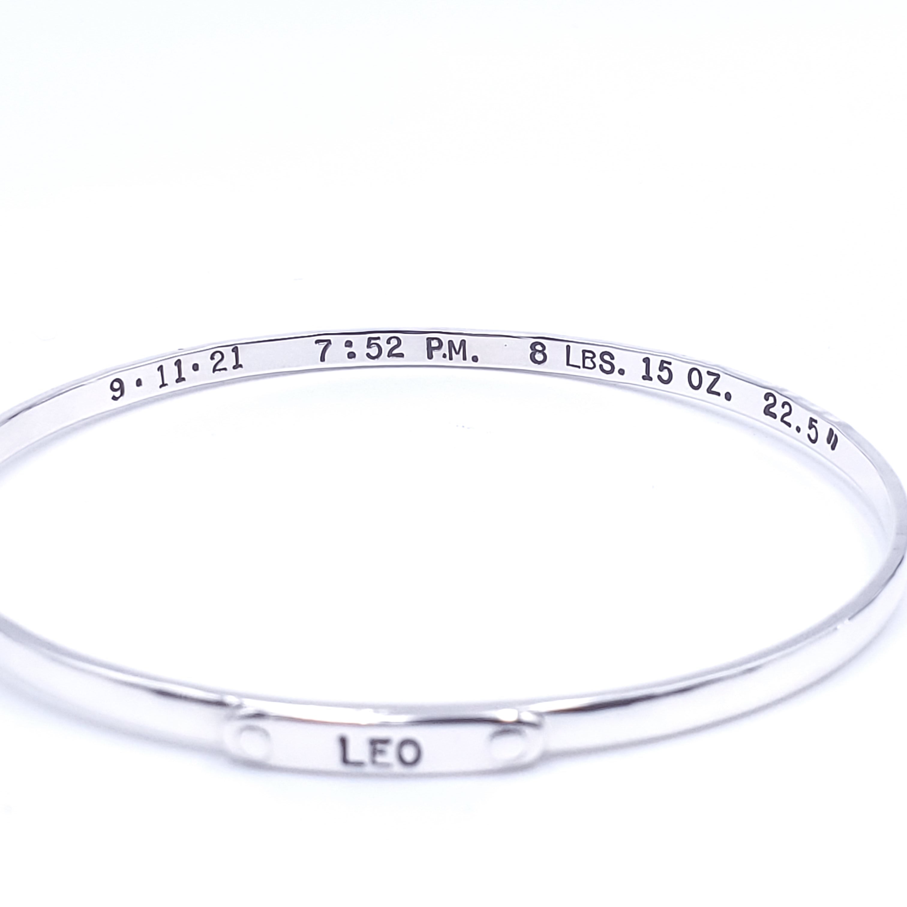 Leo custom name silver bracelet