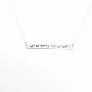 Coordinates bar necklace sterling silver