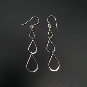 Triple teardrop earrings sterling silver