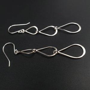 Triple teardrop earrings sterling silver