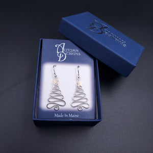 Sterling silver Christmas tree earrings with gold-filled star