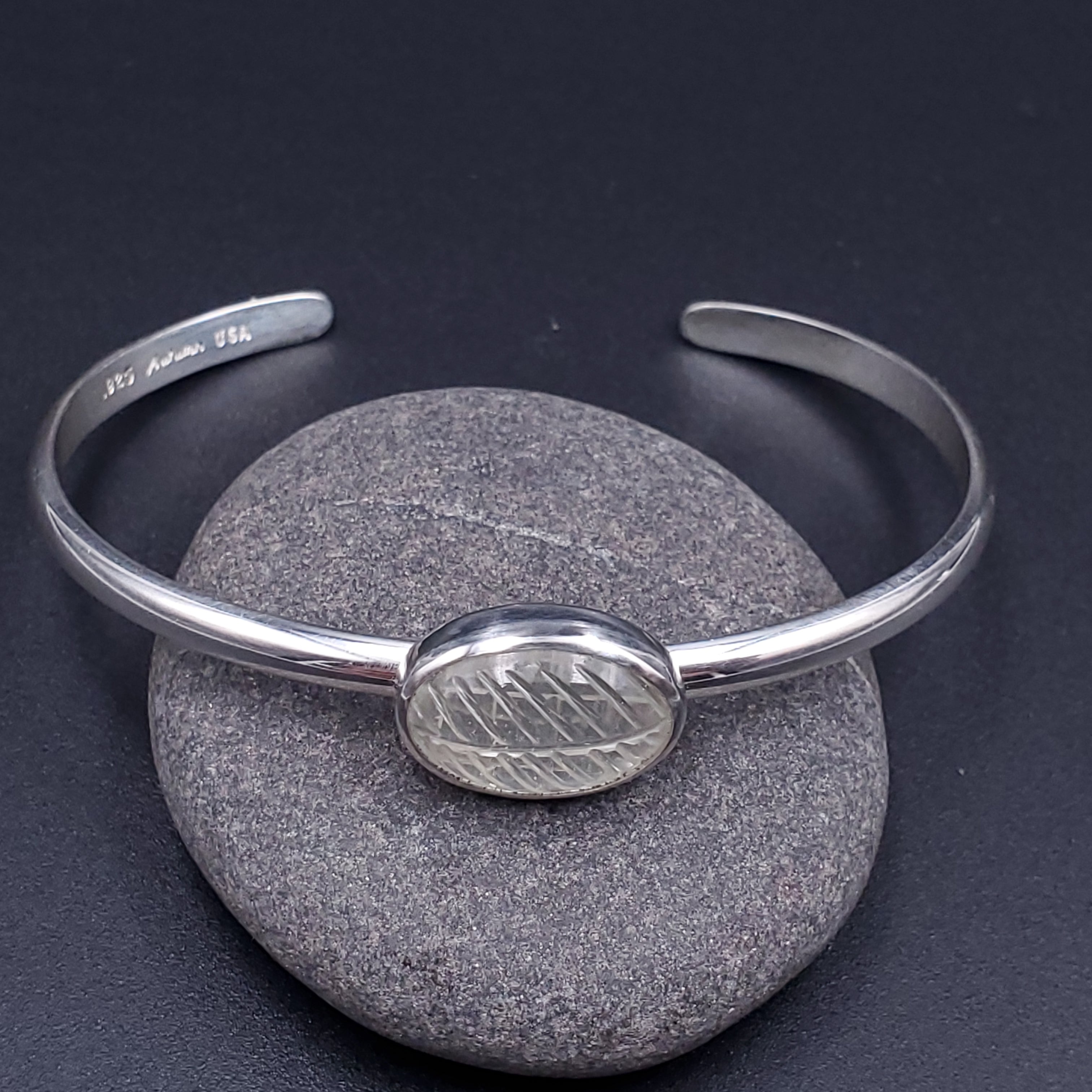 Silver and moonstone cuff bracelet