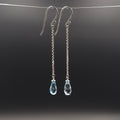 Blue topaz briolette long dangle earrings