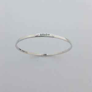 Silver bangle bracelet with name BRADY